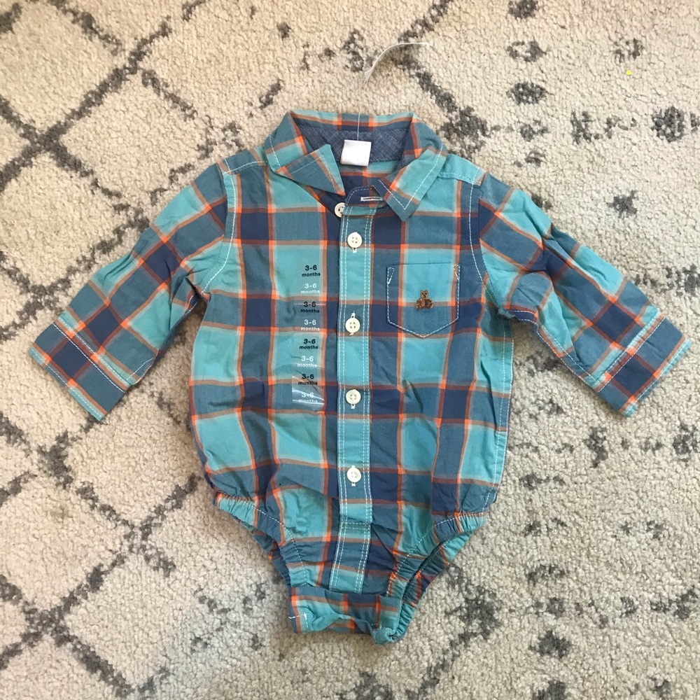 Baby boy button down shirt onesie